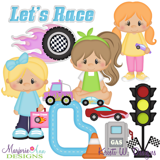 Playing With Cars-Girls SVG Cutting Files + Clipart - Click Image to Close